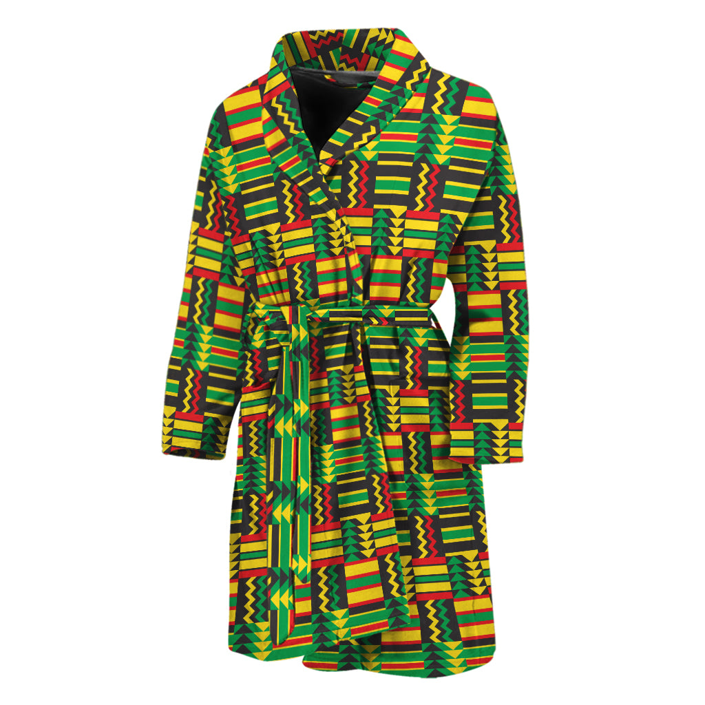West African Kente Tribal Pattern Print Men's Bathrobe