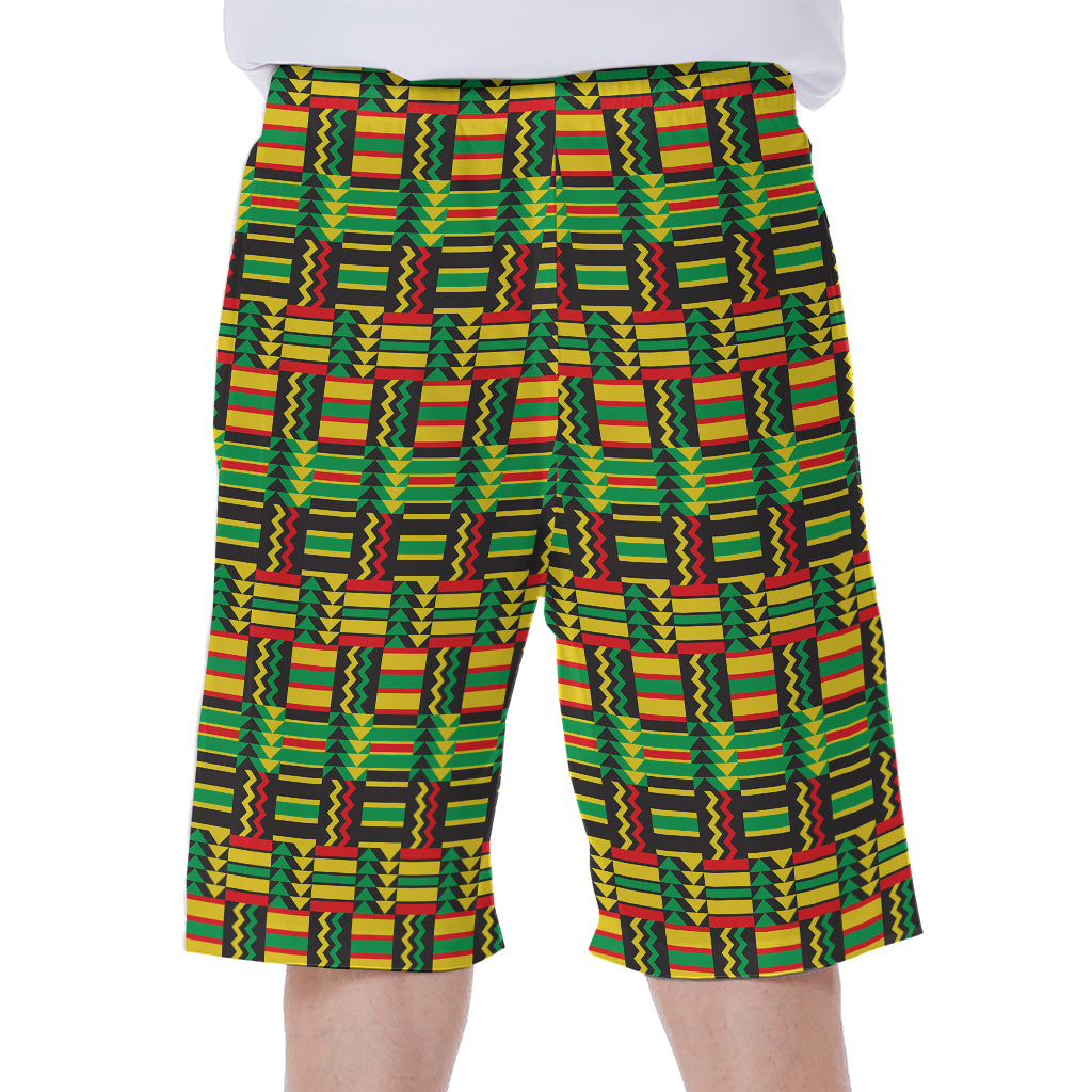 West African Kente Tribal Pattern Print Men's Beach Shorts