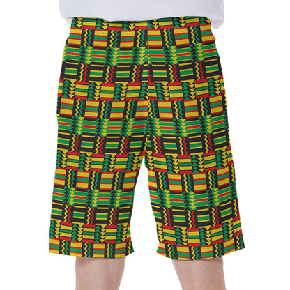 West African Kente Tribal Pattern Print Men's Beach Shorts