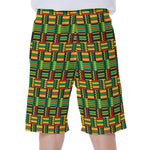 West African Kente Tribal Pattern Print Men's Beach Shorts