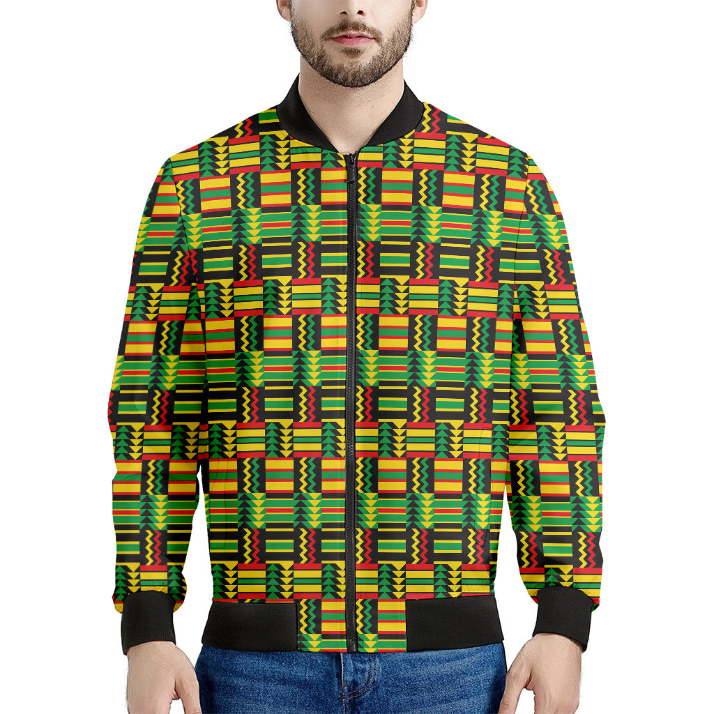 West African Kente Tribal Pattern Print Men's Bomber Jacket