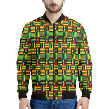 West African Kente Tribal Pattern Print Men's Bomber Jacket