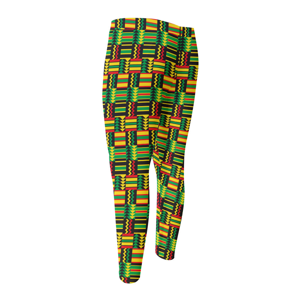 West African Kente Tribal Pattern Print Men's Compression Pants