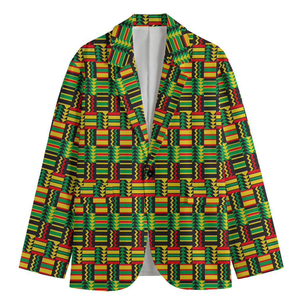 West African Kente Tribal Pattern Print Men's Cotton Blazer