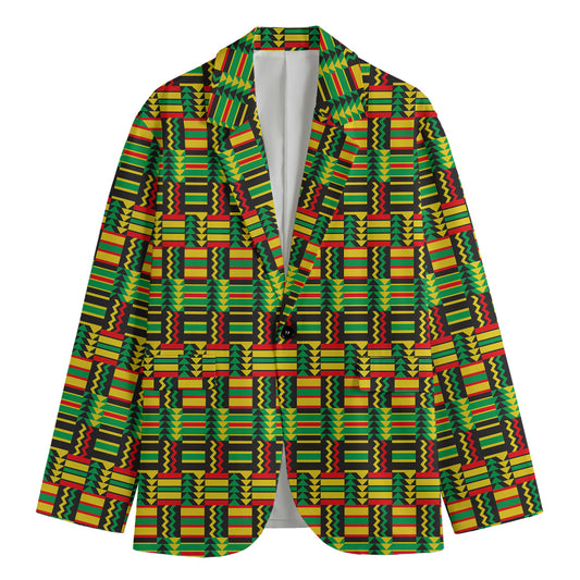 West African Kente Tribal Pattern Print Men's Cotton Blazer