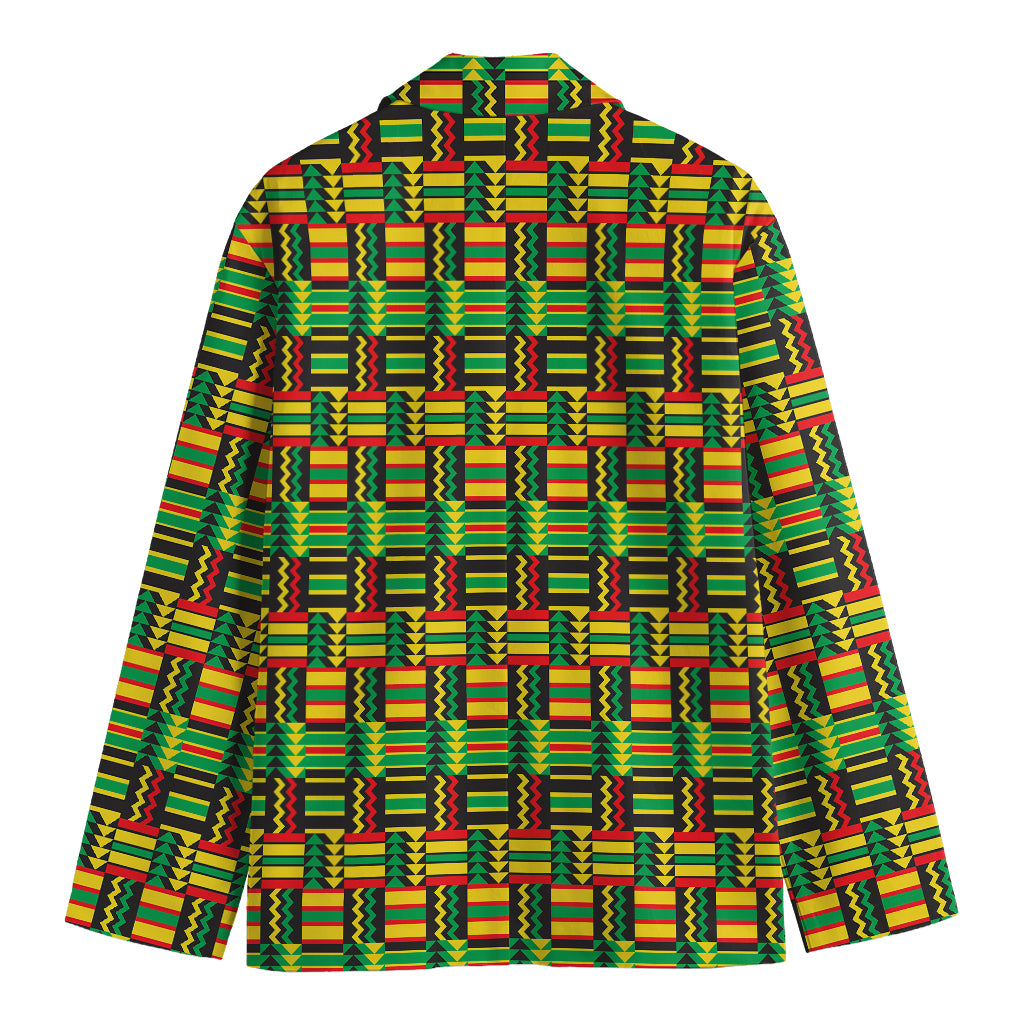 West African Kente Tribal Pattern Print Men's Cotton Blazer