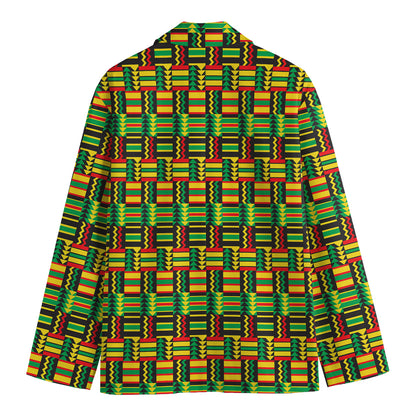 West African Kente Tribal Pattern Print Men's Cotton Blazer