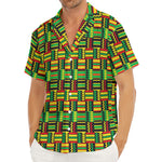 West African Kente Tribal Pattern Print Men's Deep V-Neck Shirt