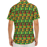 West African Kente Tribal Pattern Print Men's Deep V-Neck Shirt