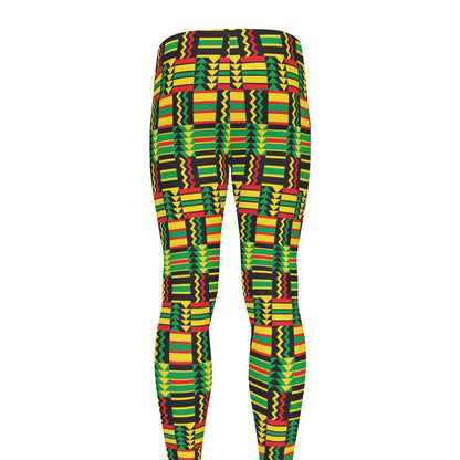 West African Kente Tribal Pattern Print Men's leggings
