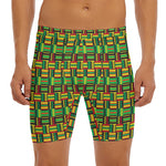 West African Kente Tribal Pattern Print Men's Long Boxer Briefs