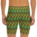 West African Kente Tribal Pattern Print Men's Long Boxer Briefs