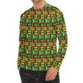 West African Kente Tribal Pattern Print Men's Long Sleeve Rash Guard
