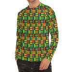 West African Kente Tribal Pattern Print Men's Long Sleeve Rash Guard