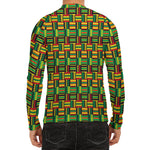 West African Kente Tribal Pattern Print Men's Long Sleeve Rash Guard