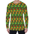 West African Kente Tribal Pattern Print Men's Long Sleeve T-Shirt