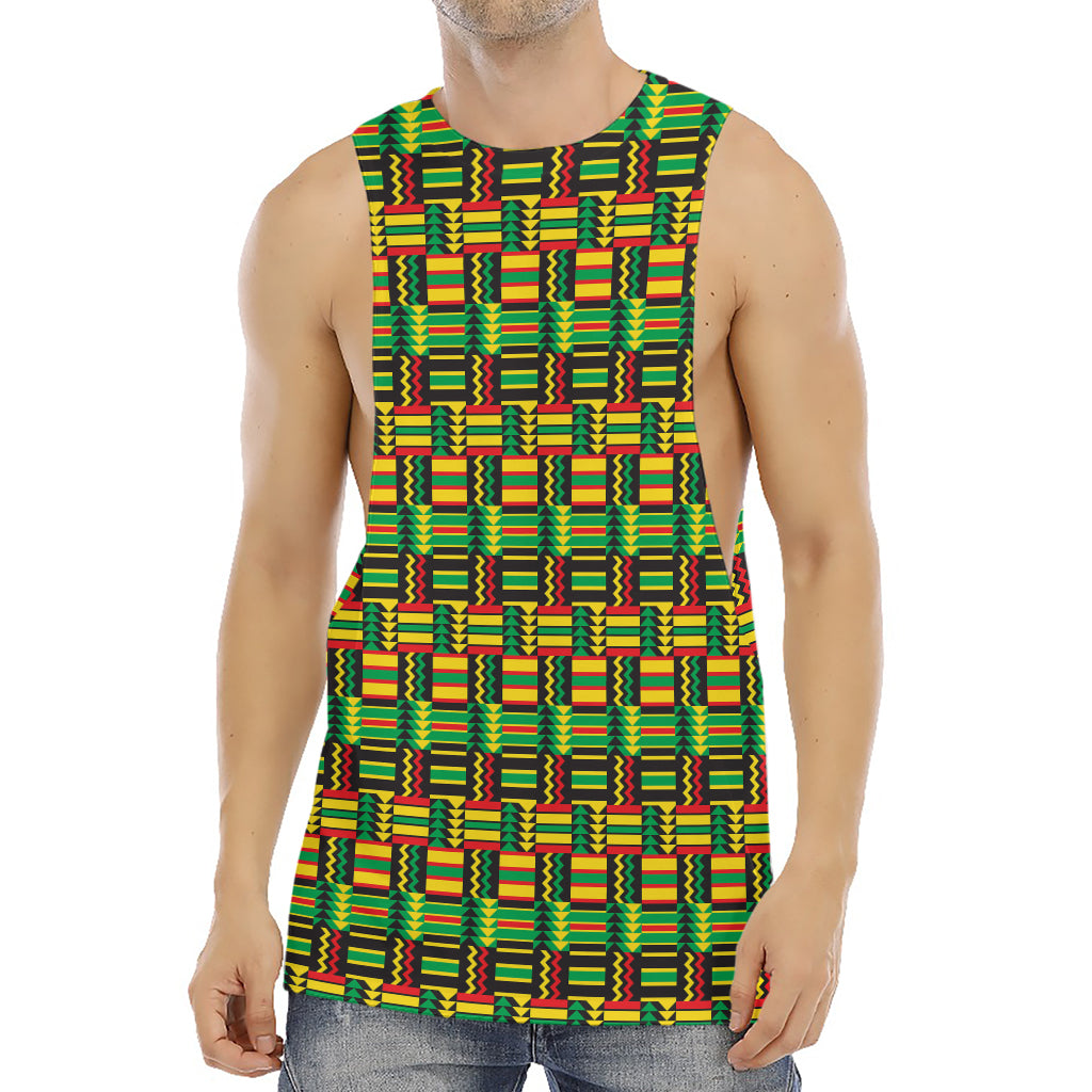 West African Kente Tribal Pattern Print Men's Muscle Tank Top