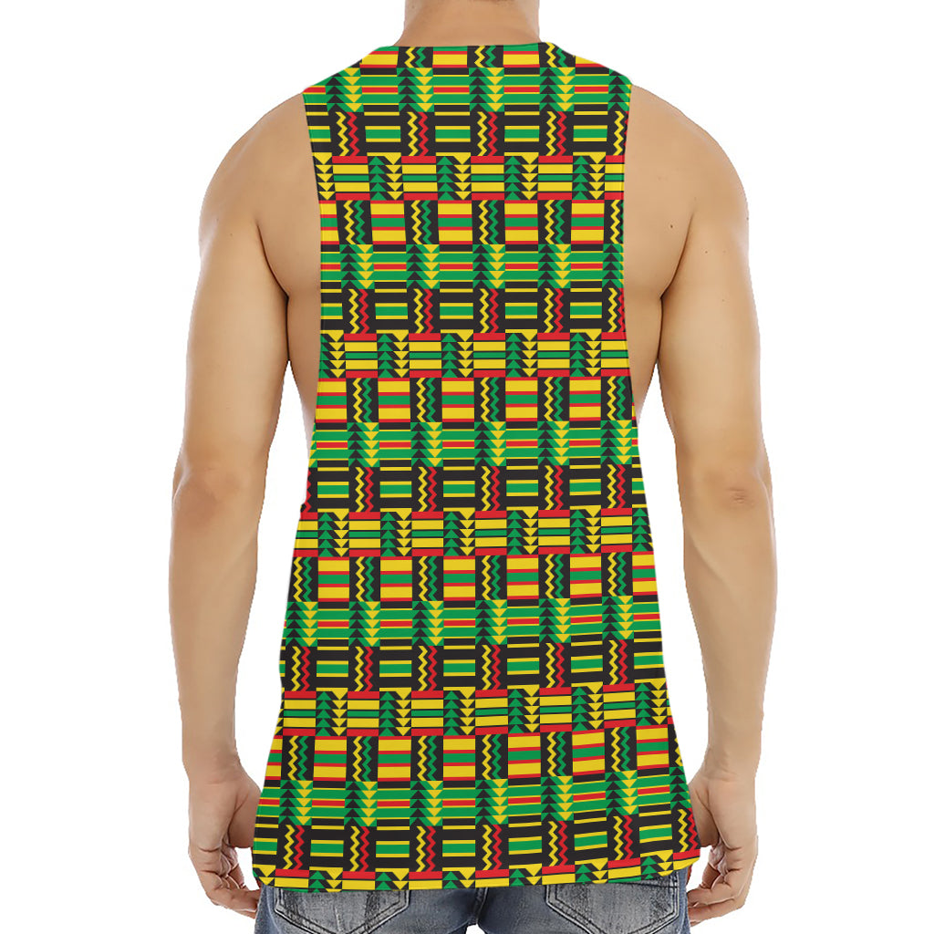 West African Kente Tribal Pattern Print Men's Muscle Tank Top