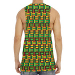 West African Kente Tribal Pattern Print Men's Muscle Tank Top