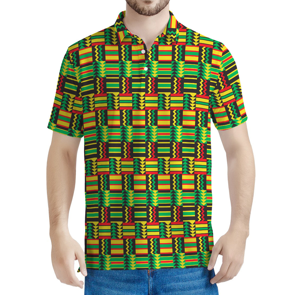 West African Kente Tribal Pattern Print Men's Polo Shirt