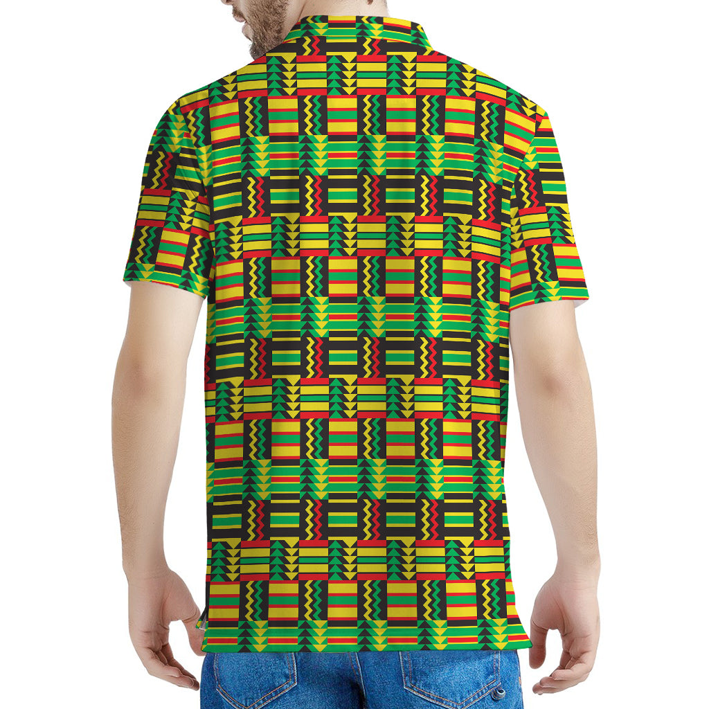 West African Kente Tribal Pattern Print Men's Polo Shirt