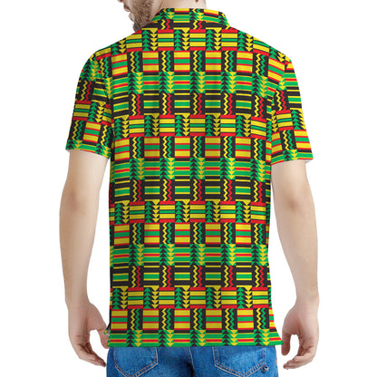 West African Kente Tribal Pattern Print Men's Polo Shirt