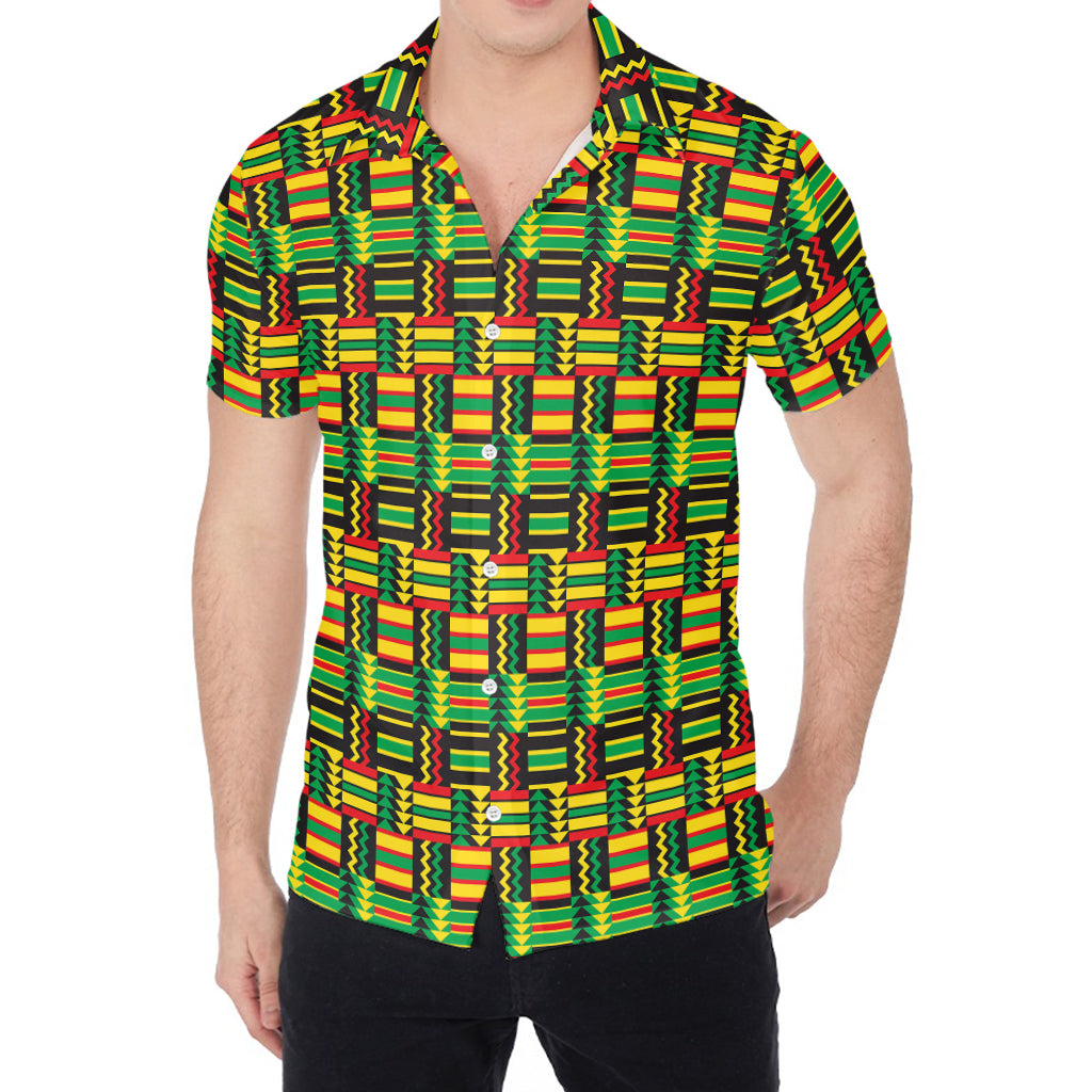 West African Kente Tribal Pattern Print Men's Shirt