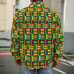 West African Kente Tribal Pattern Print Men's Shirt Jacket