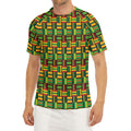 West African Kente Tribal Pattern Print Men's Short Sleeve Rash Guard