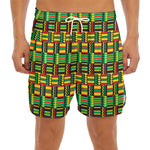 West African Kente Tribal Pattern Print Men's Split Running Shorts