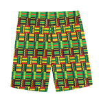 West African Kente Tribal Pattern Print Men's Sports Shorts