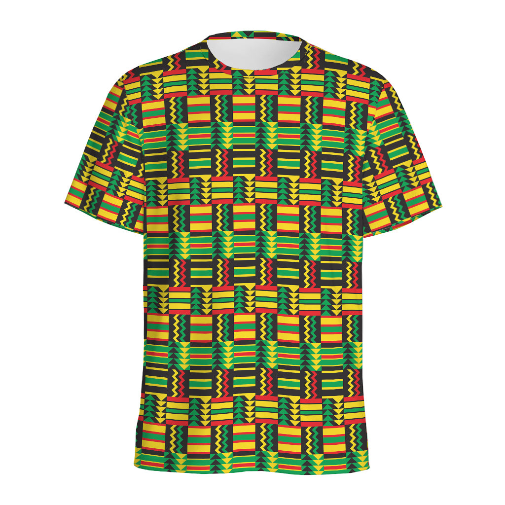 West African Kente Tribal Pattern Print Men's Sports T-Shirt