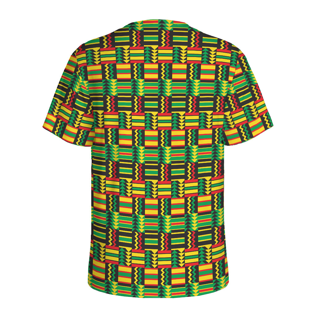 West African Kente Tribal Pattern Print Men's Sports T-Shirt