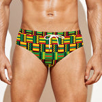 West African Kente Tribal Pattern Print Men's Swim Briefs