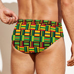 West African Kente Tribal Pattern Print Men's Swim Briefs