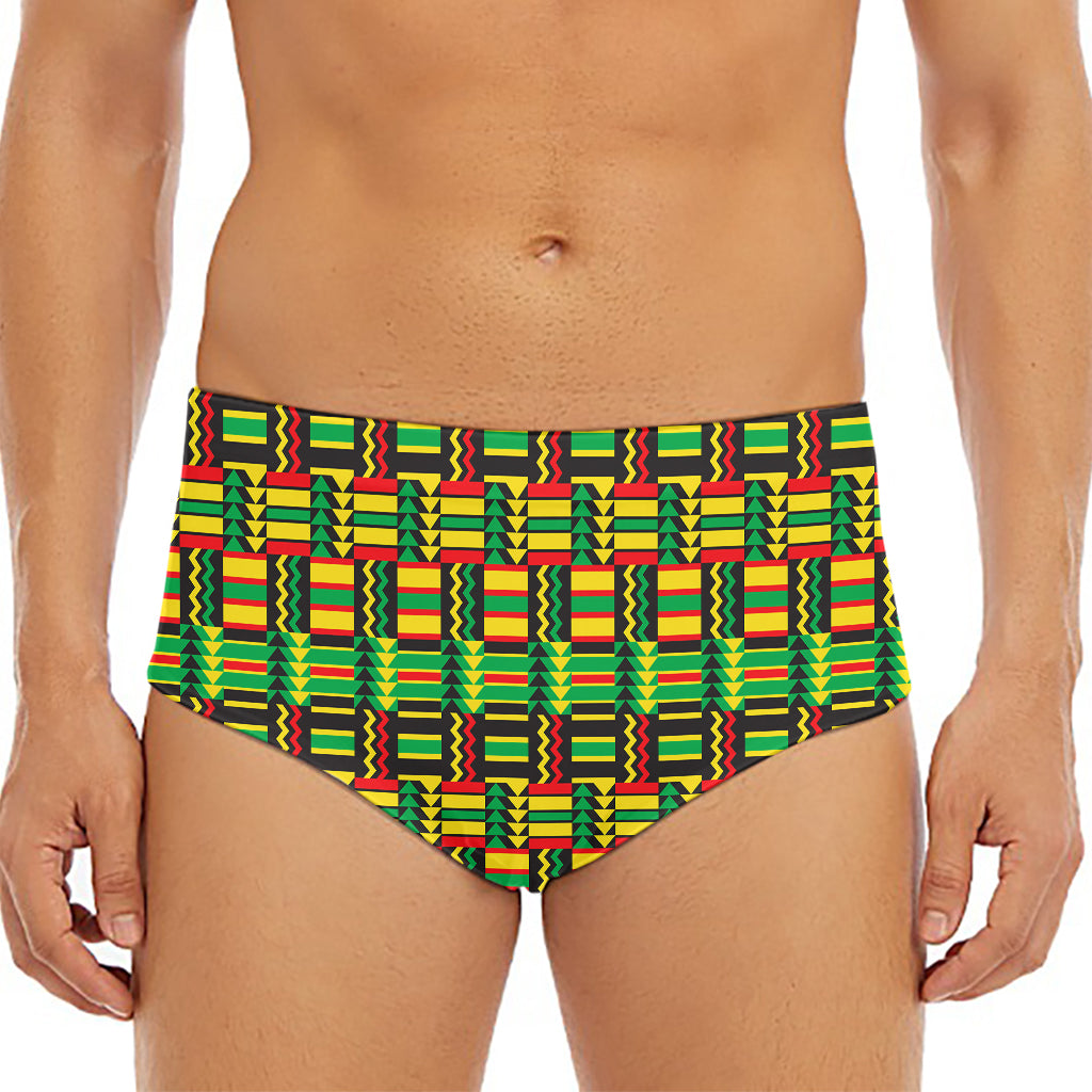 West African Kente Tribal Pattern Print Men's Triangle Swim Briefs