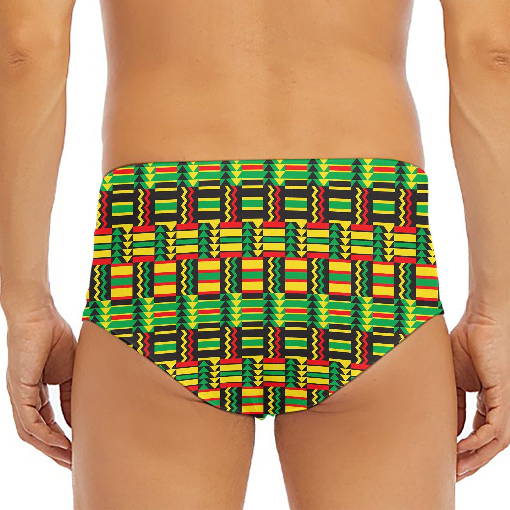 West African Kente Tribal Pattern Print Men's Triangle Swim Briefs