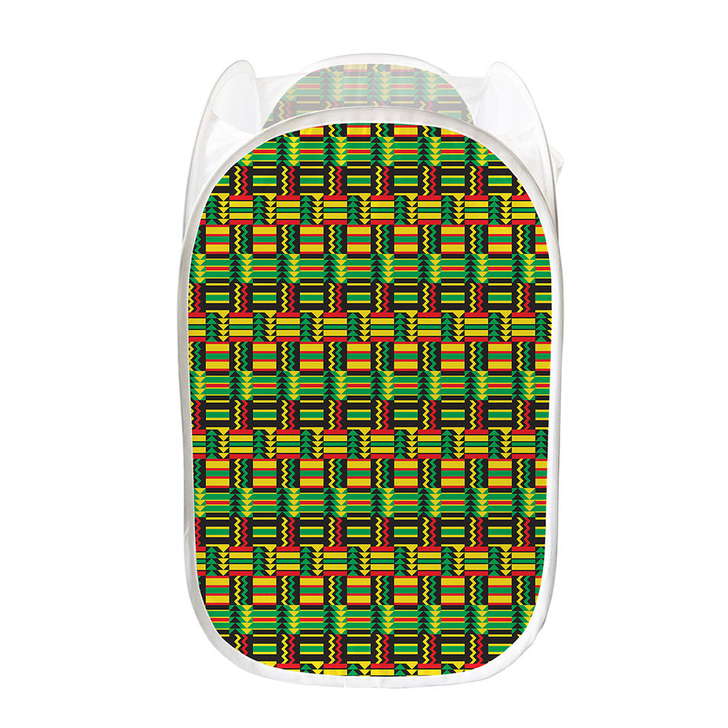 West African Kente Tribal Pattern Print Mesh Laundry Hamper