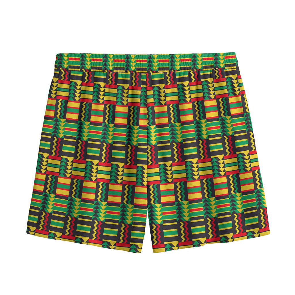 West African Kente Tribal Pattern Print Mesh Shorts