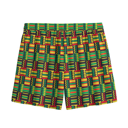 West African Kente Tribal Pattern Print Mesh Shorts