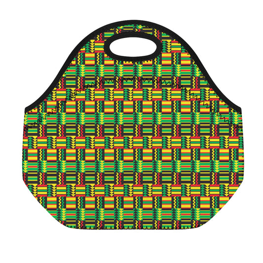 West African Kente Tribal Pattern Print Neoprene Lunch Bag