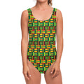 West African Kente Tribal Pattern Print One Piece Swimsuit