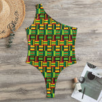 West African Kente Tribal Pattern Print One Shoulder Bodysuit
