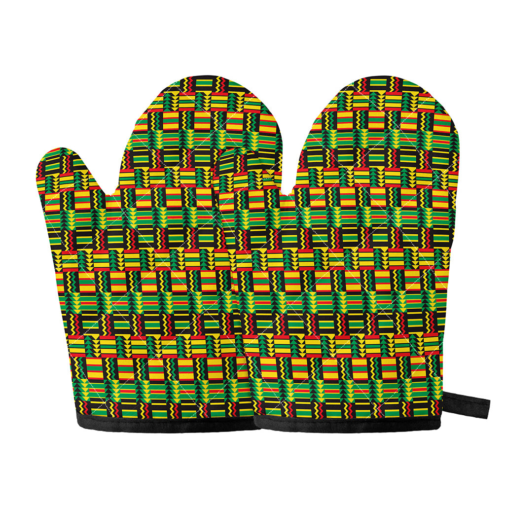West African Kente Tribal Pattern Print Oven Mitts