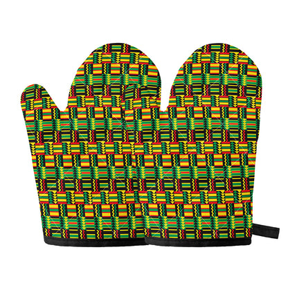 West African Kente Tribal Pattern Print Oven Mitts