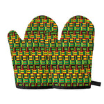 West African Kente Tribal Pattern Print Oven Mitts