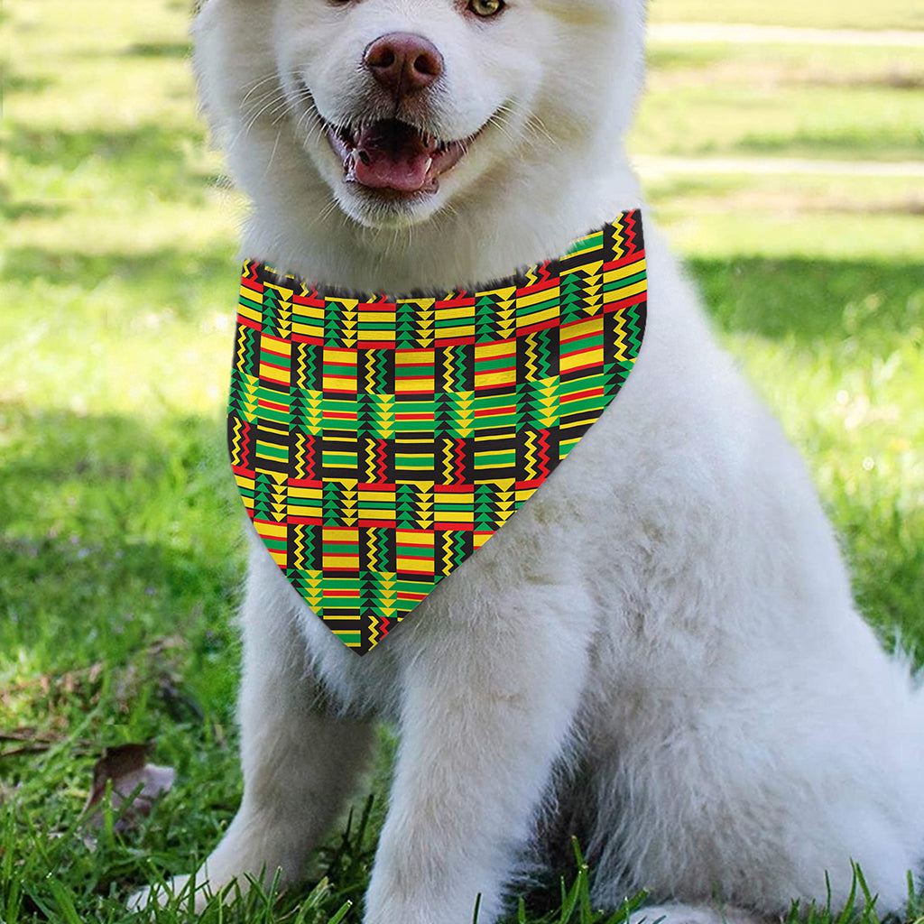 West African Kente Tribal Pattern Print Over The Collar Dog Bandana