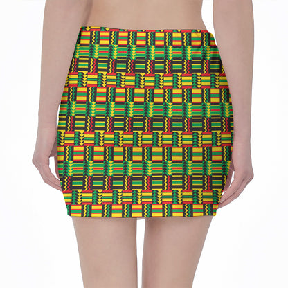 West African Kente Tribal Pattern Print Pencil Mini Skirt