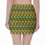 West African Kente Tribal Pattern Print Pencil Mini Skirt