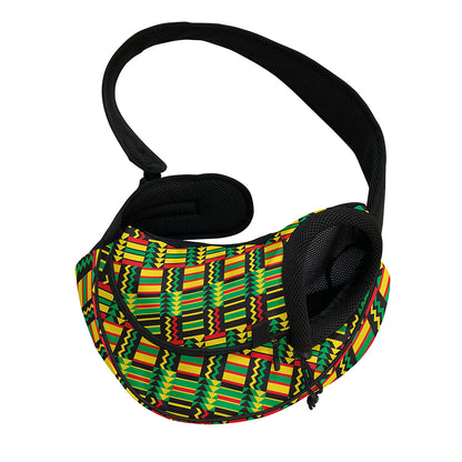 West African Kente Tribal Pattern Print Pet Sling Carrier